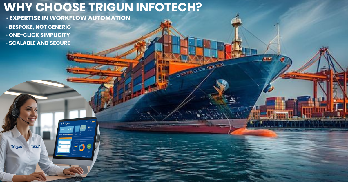 Dashboard displaying one-click business automation by Trigun Infotech